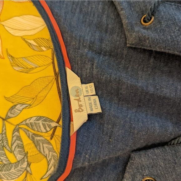 Boden Blue Lace Up V Neck Long Sleeve Tunic Sz 12 Euc - Picture 3 of 6